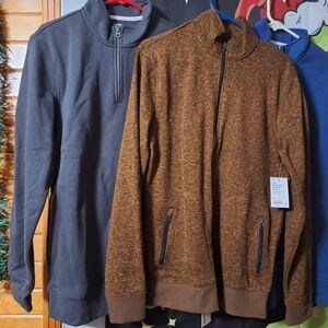 Kohl's Sonoma Blue, Blackish-Gray, And Brown Super Soft Quarter Zip Apparel